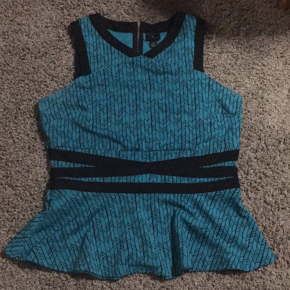 Teal with pattern peplum top